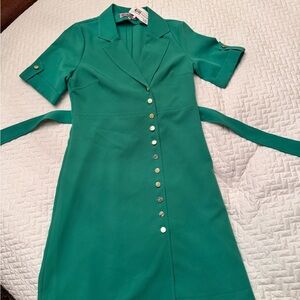 Chic Teal Button-Front Midi Dress